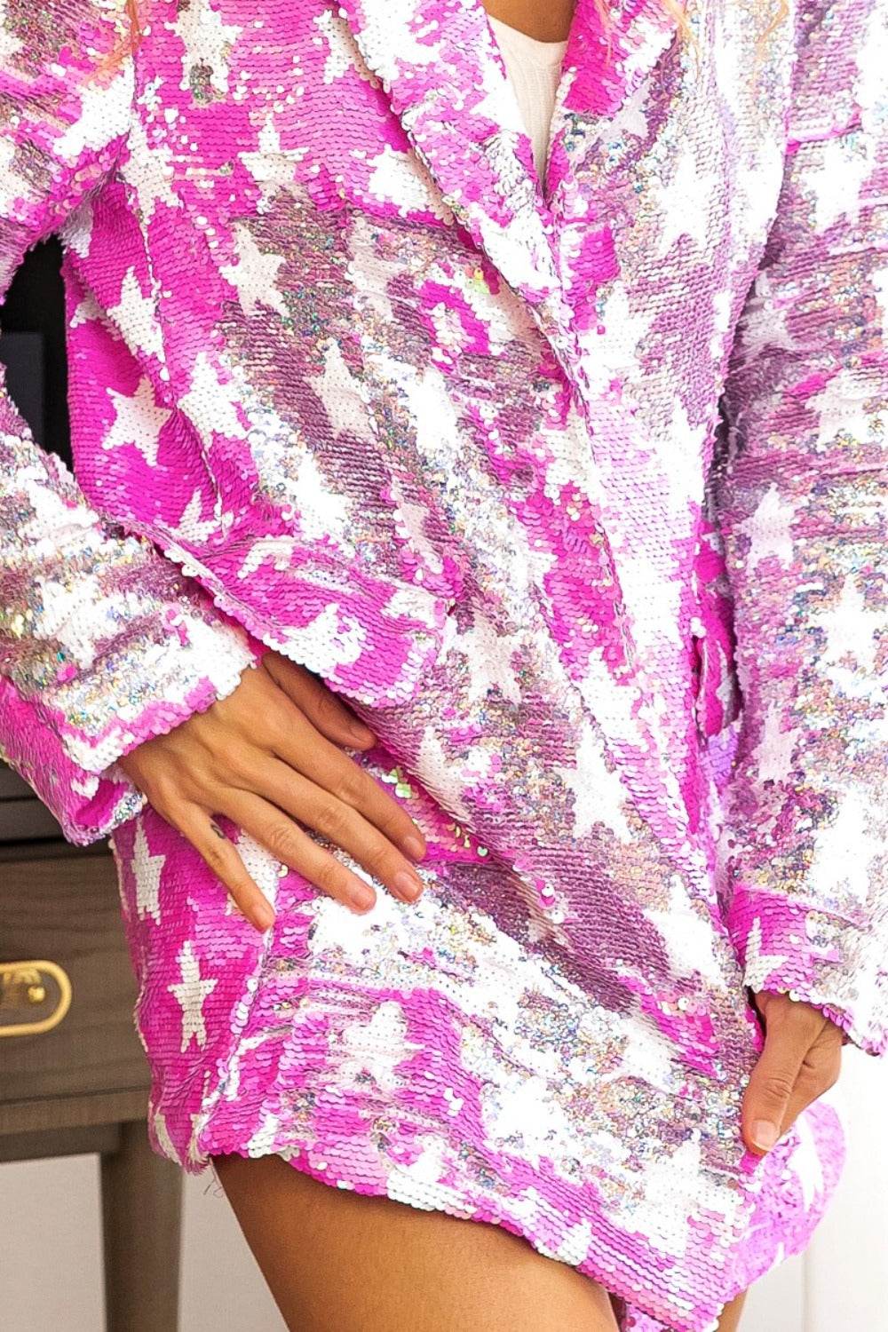 BiBi Star Pattern Sequin Blazer - Delanoir