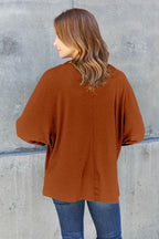 Double Take Full Size Round Neck Long Sleeve T-Shirt - Delanoir