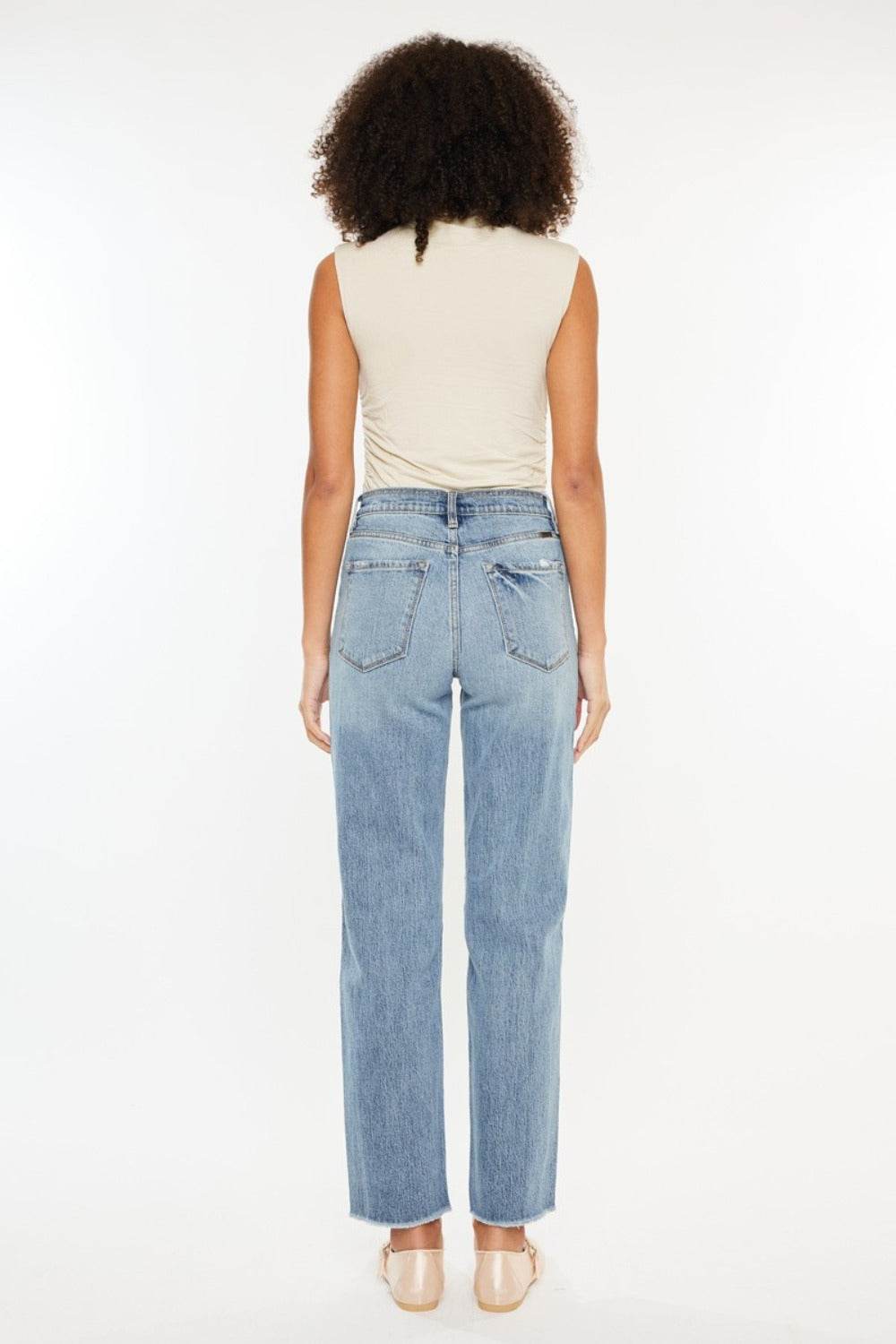 Kancan Ultra High Rise Distressed Straight Jeans - Delanoir