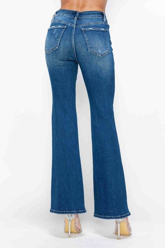 bytos Full Size High Rise Bootcut Jeans with Pockets - Delanoir