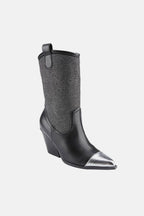 Weeboo Chunky Heel Rhinestone Western Cowboy Boots - Delanoir