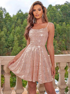 Sequin Tie Back Cami Dress - Delanoir