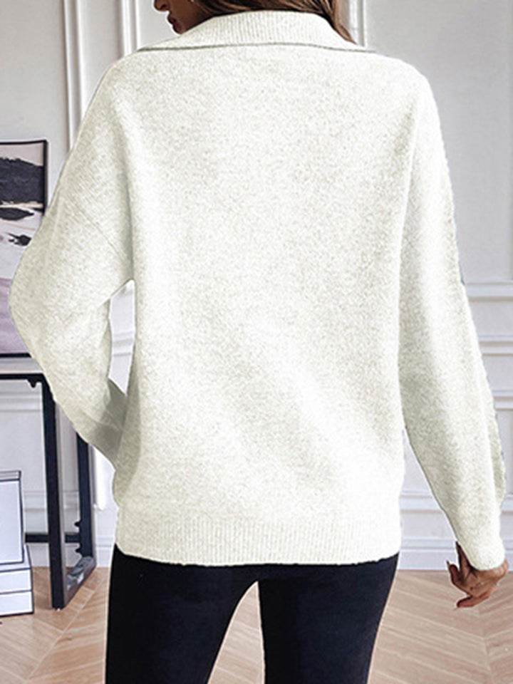 Half Zip Dropped Shoulder Sweater - Delanoir