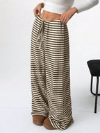 Tied Striped Wide Leg Pants - Delanoir