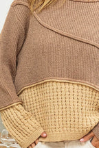 BiBi Texture Detail Contrast Drop Shoulder Sweater - Delanoir