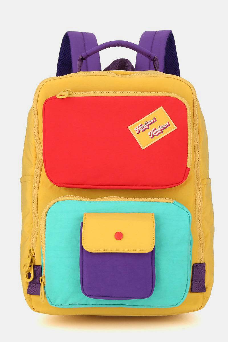 Himawari Contrast Nylon Backpack Bag with Handles - Delanoir