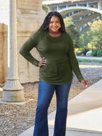 Basic Bae Full Size Round Neck Long Sleeve T-Shirt - Delanoir