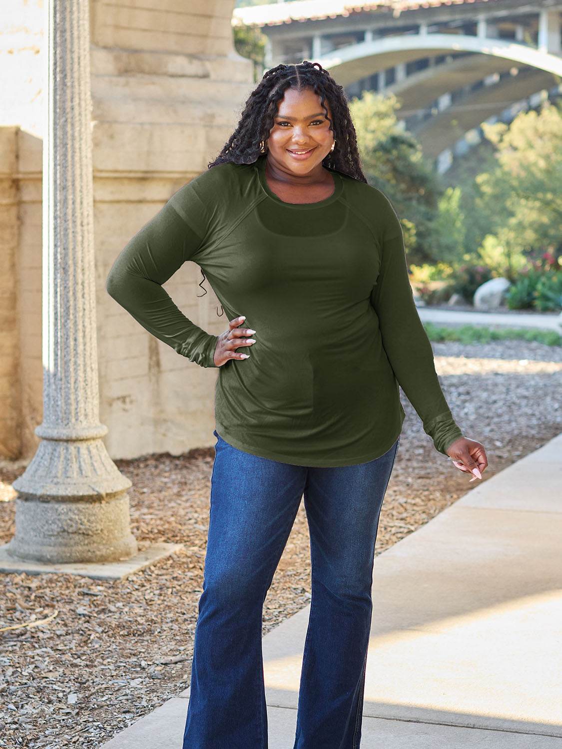 Basic Bae Full Size Round Neck Long Sleeve T-Shirt - Delanoir