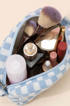 Zenana Checkered Pattern Knitted Cosmetic Pouch - Delanoir