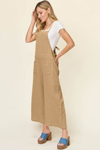 Double Take Full Size Texture Sleeveless Wide Leg Overall - Delanoir