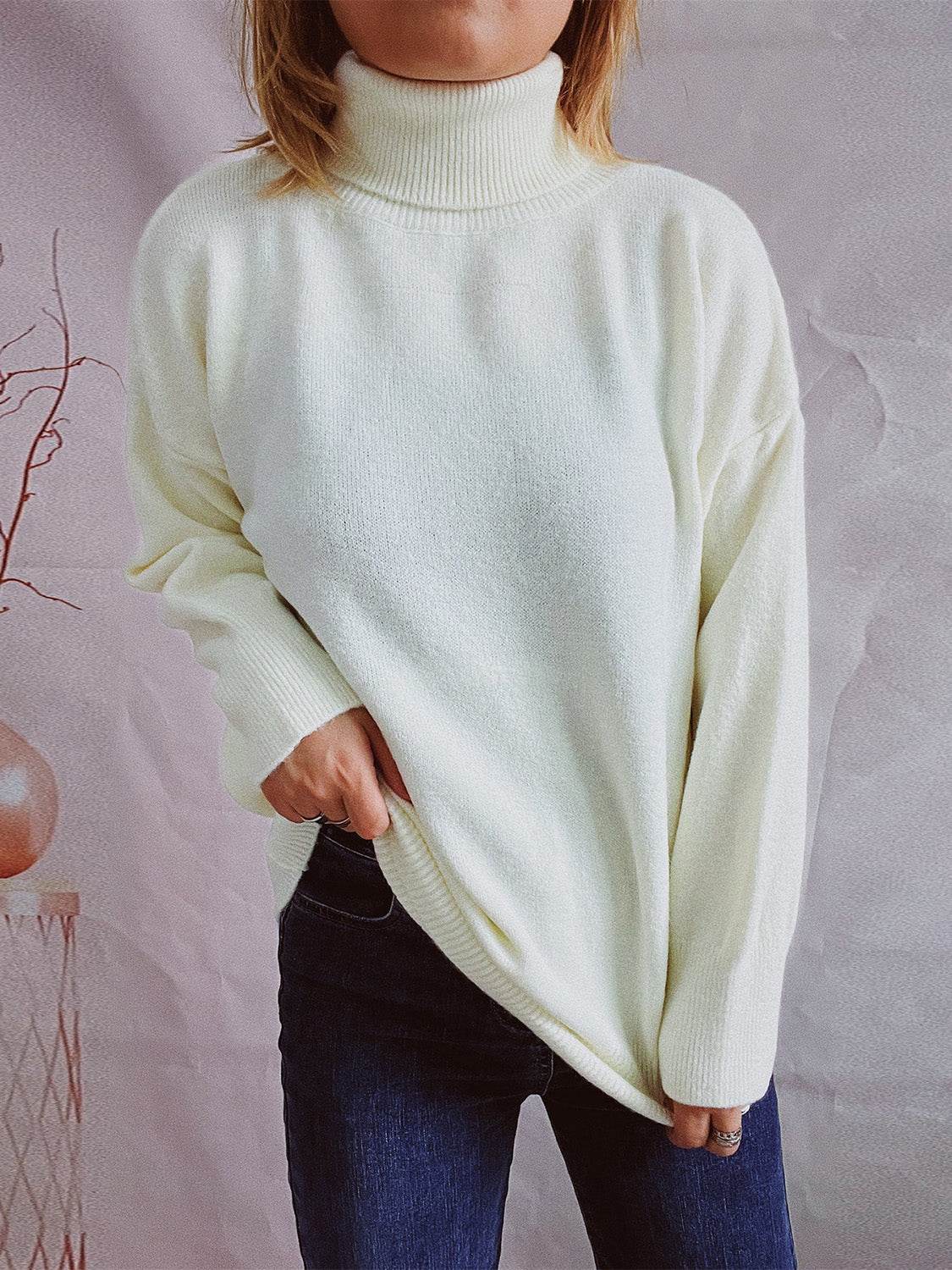 Turtleneck Long Sleeve Sweater - Delanoir