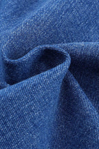 Collared Neck Button Up Denim Jacket - Delanoir