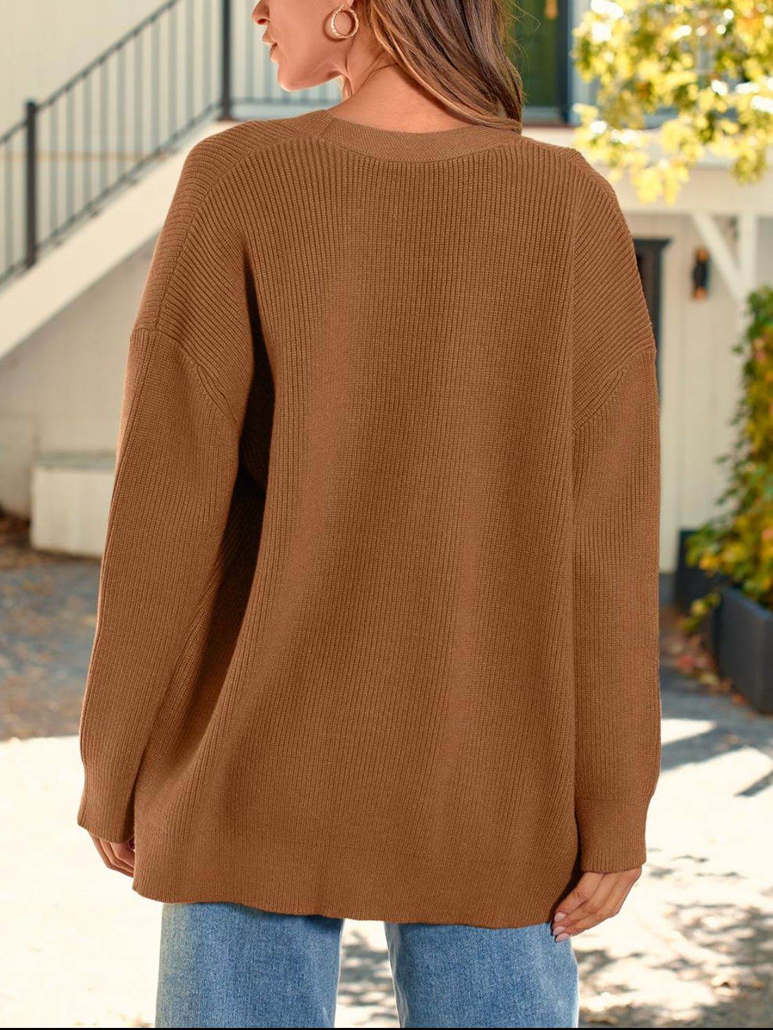Button Down Long Sleeve Cardigan - Delanoir