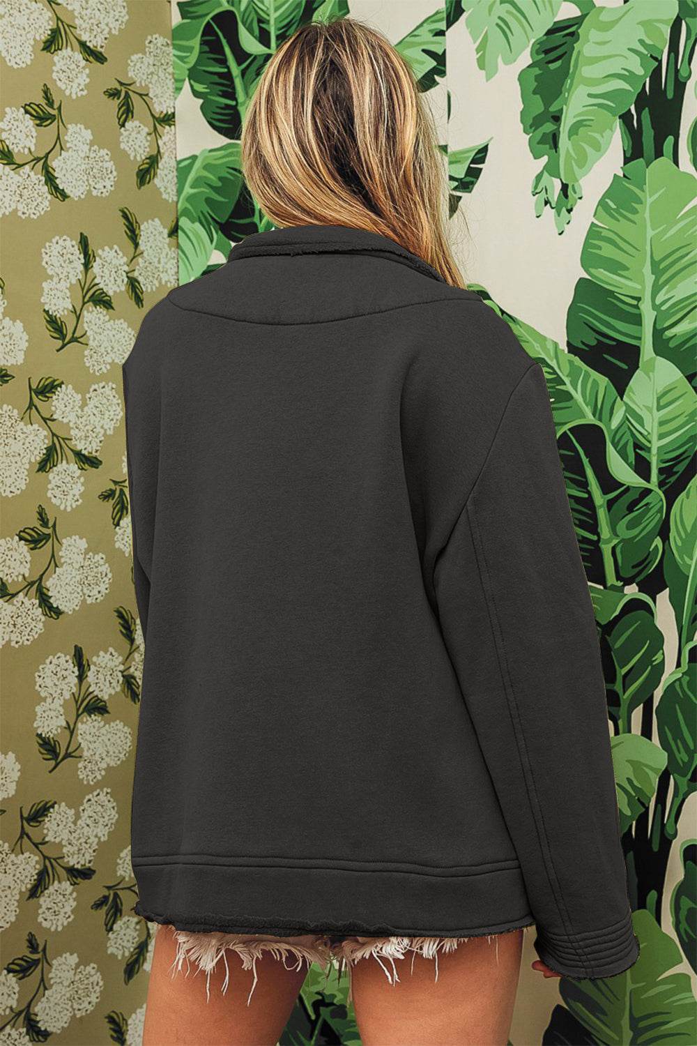 BiBi Single-Breasted Washed Fleece Jacket - Delanoir