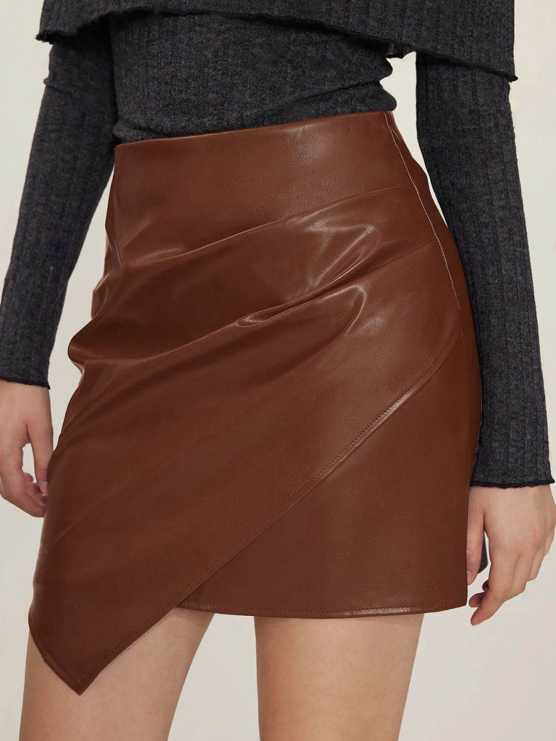 Ruched Mini Skirt with Zipper - Delanoir