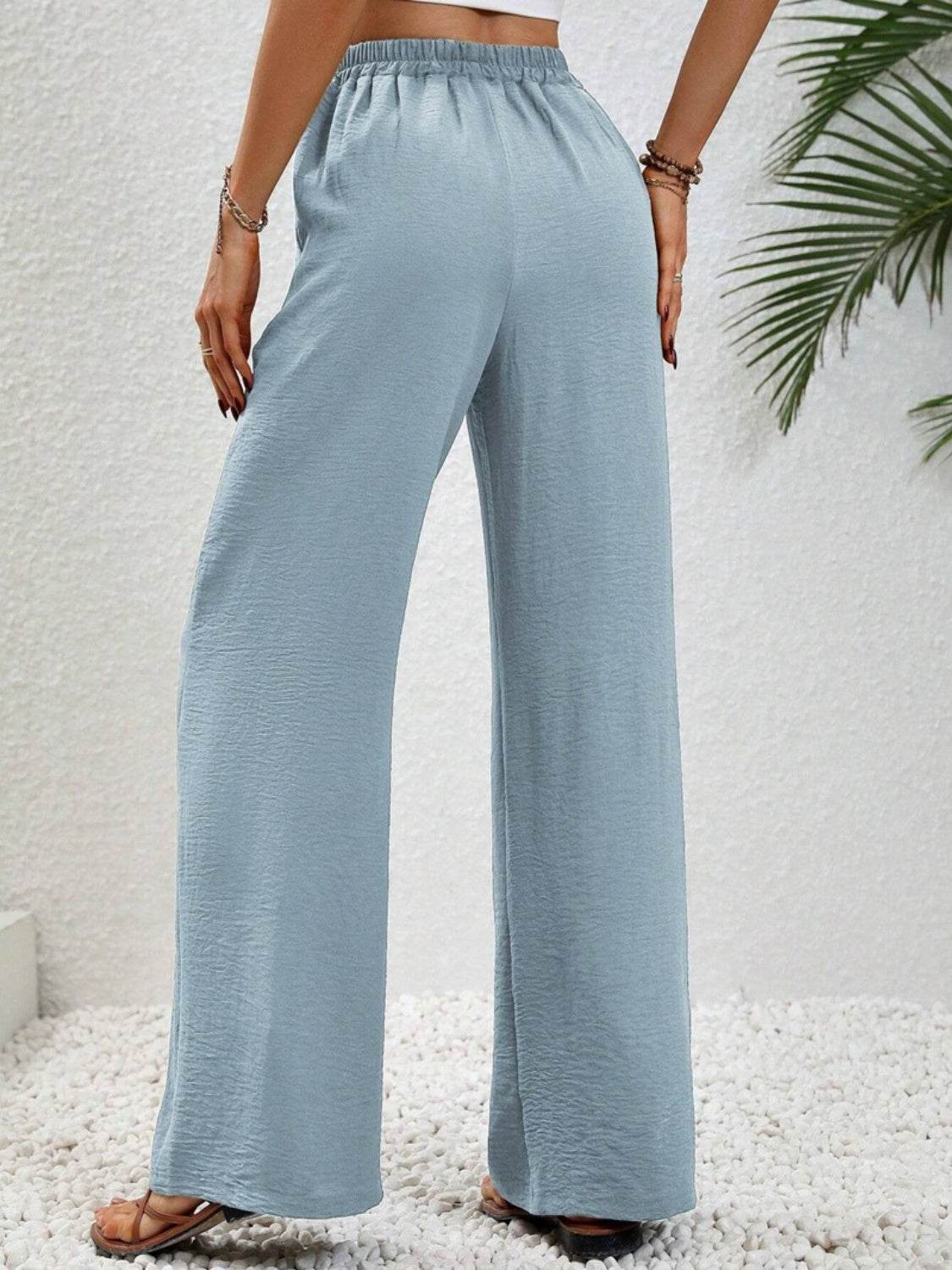 Wide Leg Drawstring Pants - Delanoir