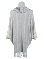 Fringe Detail Open Front Poncho - Delanoir