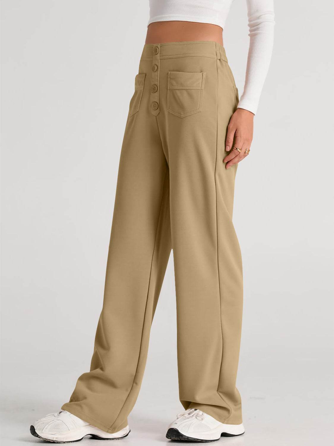 High Waist Wide Leg Pants - Delanoir