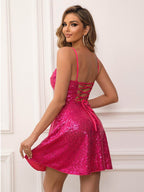 Sequin Tie Back Cami Dress - Delanoir