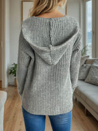 Sequin Detail Long Sleeve Hooded Cardigan - Delanoir