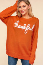 Haptics Full Size Metallic Glitter Embroidery Sweater - Delanoir