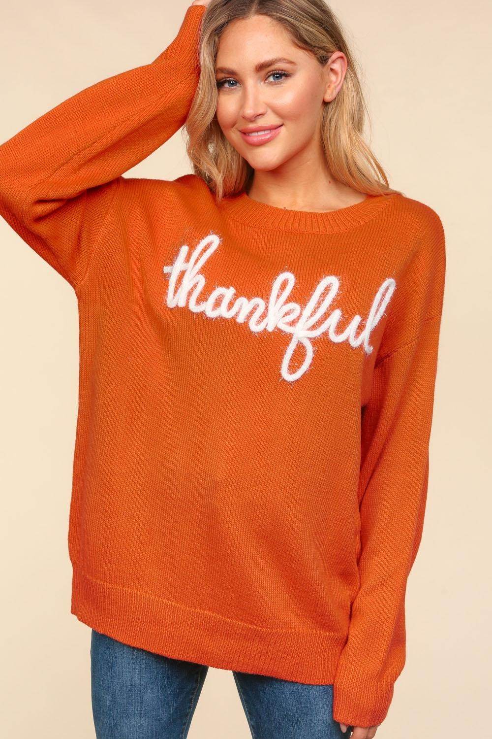 Haptics Full Size Metallic Glitter Embroidery Sweater - Delanoir