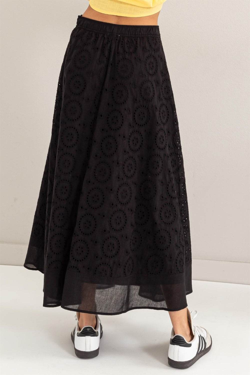 HYFVE Eyelet High-Waist Midi Skirt - Delanoir