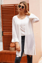 Open Front Long Sleeve Cardigan - Delanoir