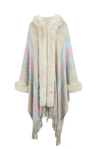 Color Block Fringe Detail Poncho - Delanoir