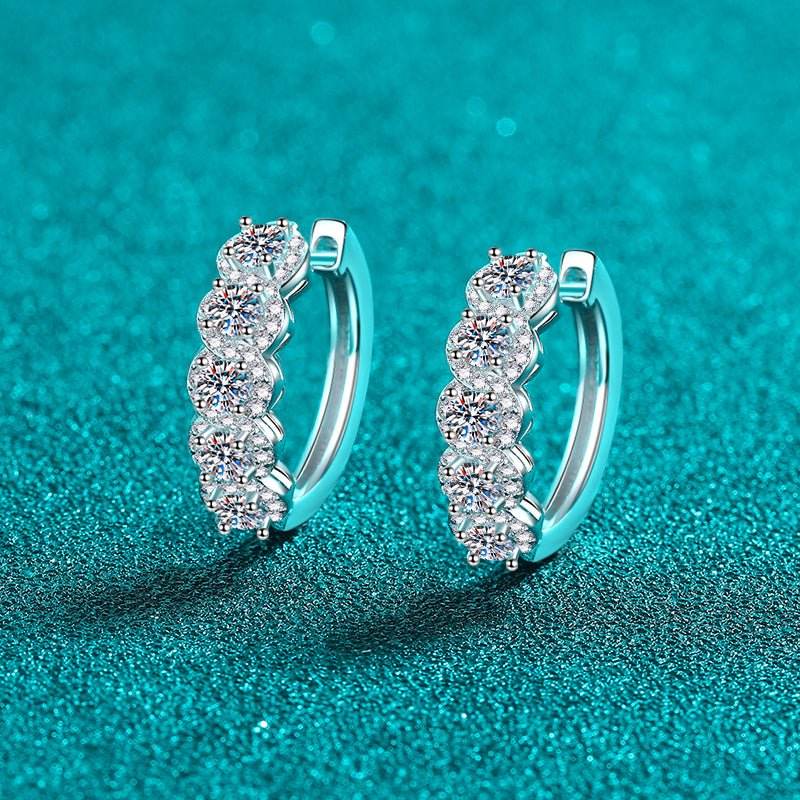 1 Carat Moissanite Zircon 925 Sterling Silver Huggie Earrings - Delanoir