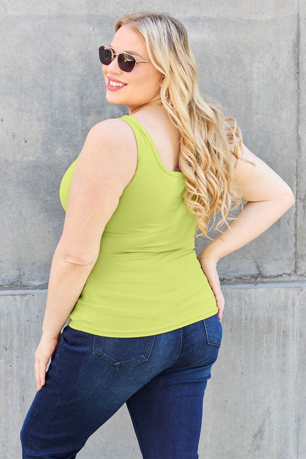 Basic Bae Full Size Square Neck Wide Strap Tank - Delanoir