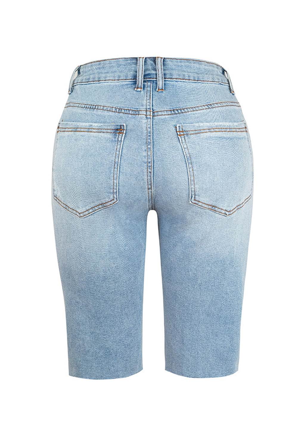 Distressed Pocketed Denim Shorts - Delanoir
