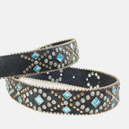Rhinestone PU Leather Belt - Delanoir