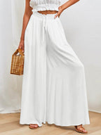 Drawstring Wide Leg Pants with Pockets - Delanoir