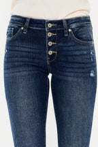 Kancan Mid Rise Button Fly Flare Jeans - Delanoir