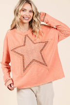 Mittoshop Mineral Wash Star Patch Long Sleeve T-Shirt - Delanoir
