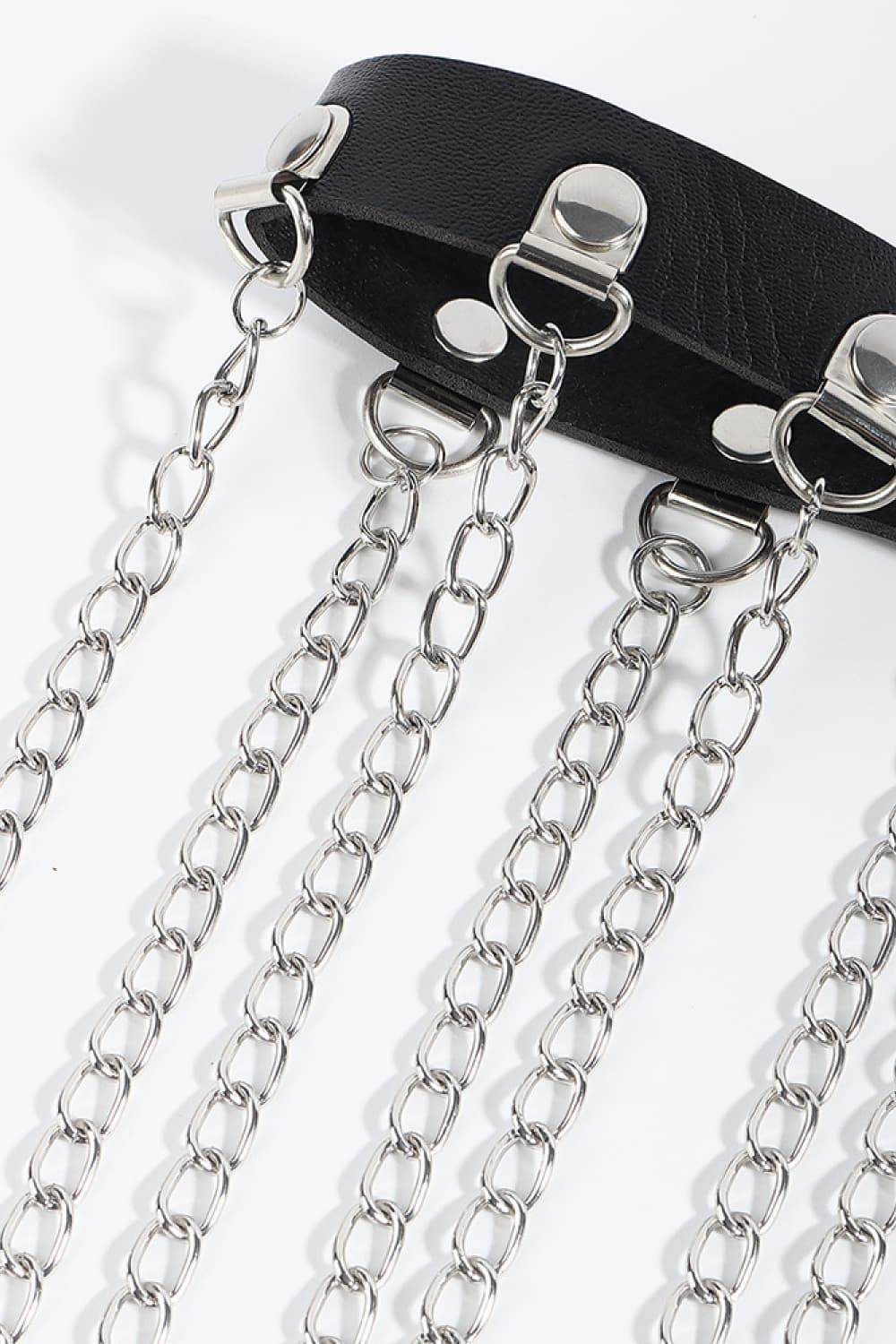Fringed Chain PU Leather Belt - Delanoir