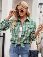 Mandy Plaid Button Up Long Sleeve Shirt - Delanoir