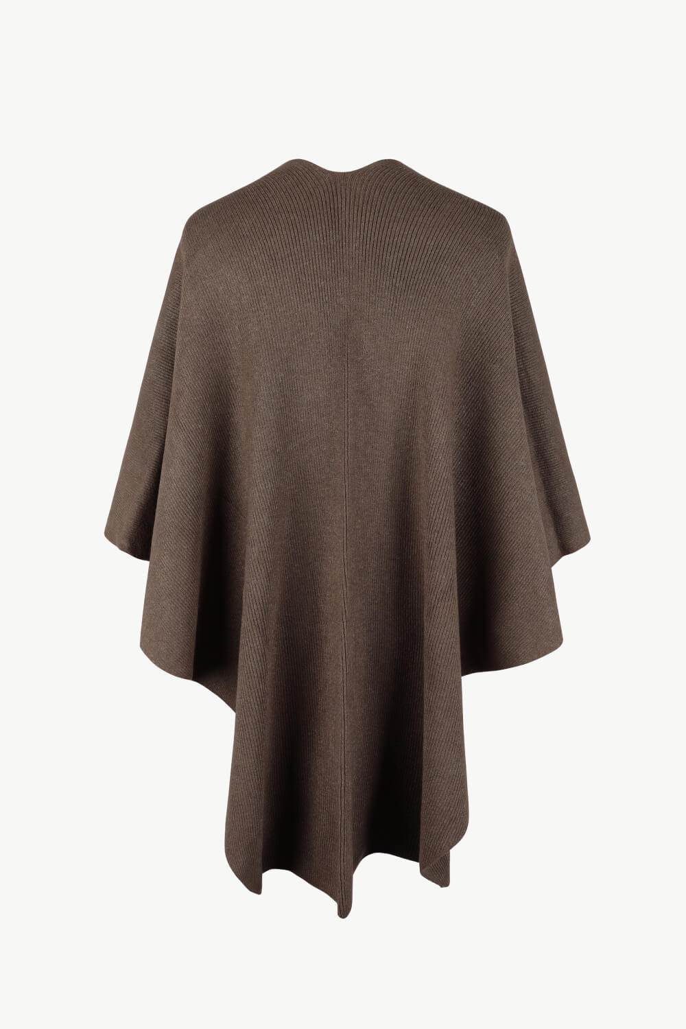 Surplice Neck Pom-Pom Trim Poncho - Delanoir