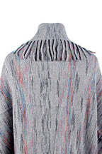 Fringe Detail Printed Poncho - Delanoir