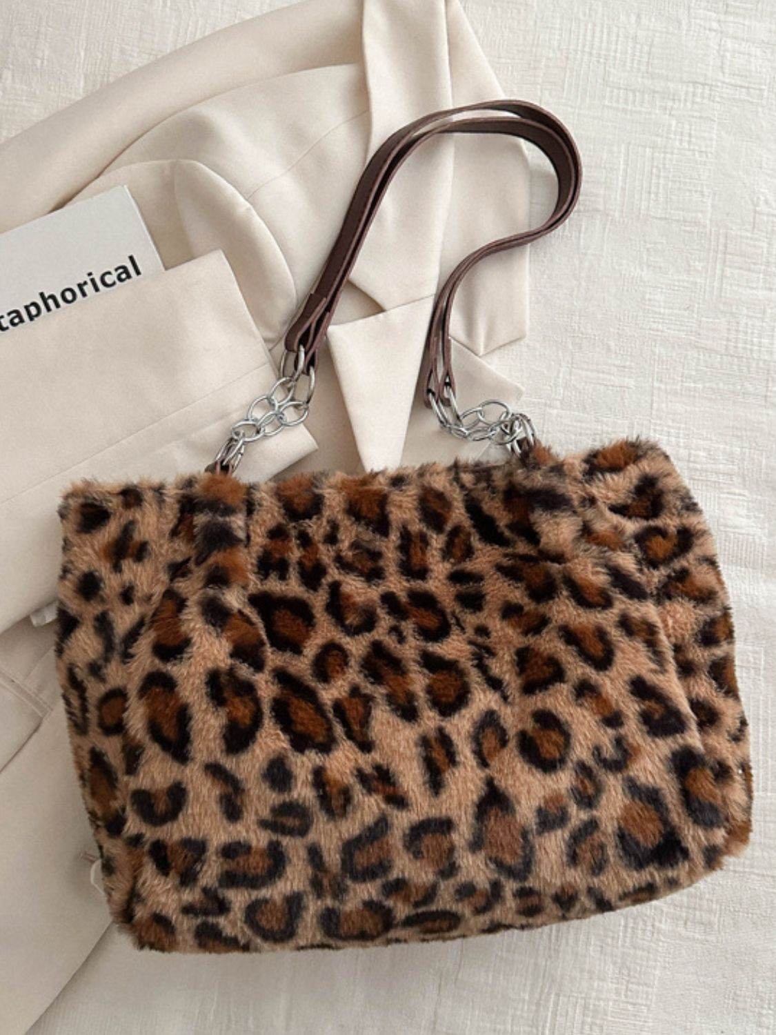 Faux Fur Leopard Shoulder Bag - Delanoir