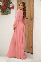 Twist Front Cutout Long Sleeve Dress - Delanoir