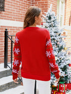 Santa Round Neck Long Sleeve Sweater - Delanoir