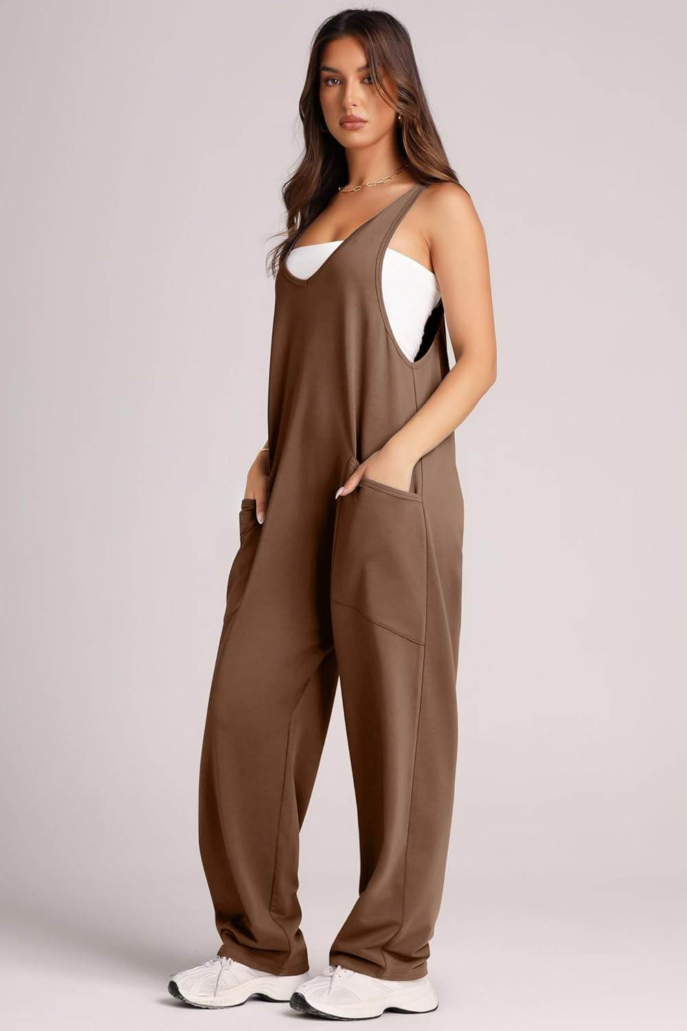 Lovelet Wide Strap Jumpsuit with Pockets - Delanoir