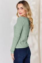 Basic Bae Full Size Ribbed Long Sleeve T-Shirt - Delanoir