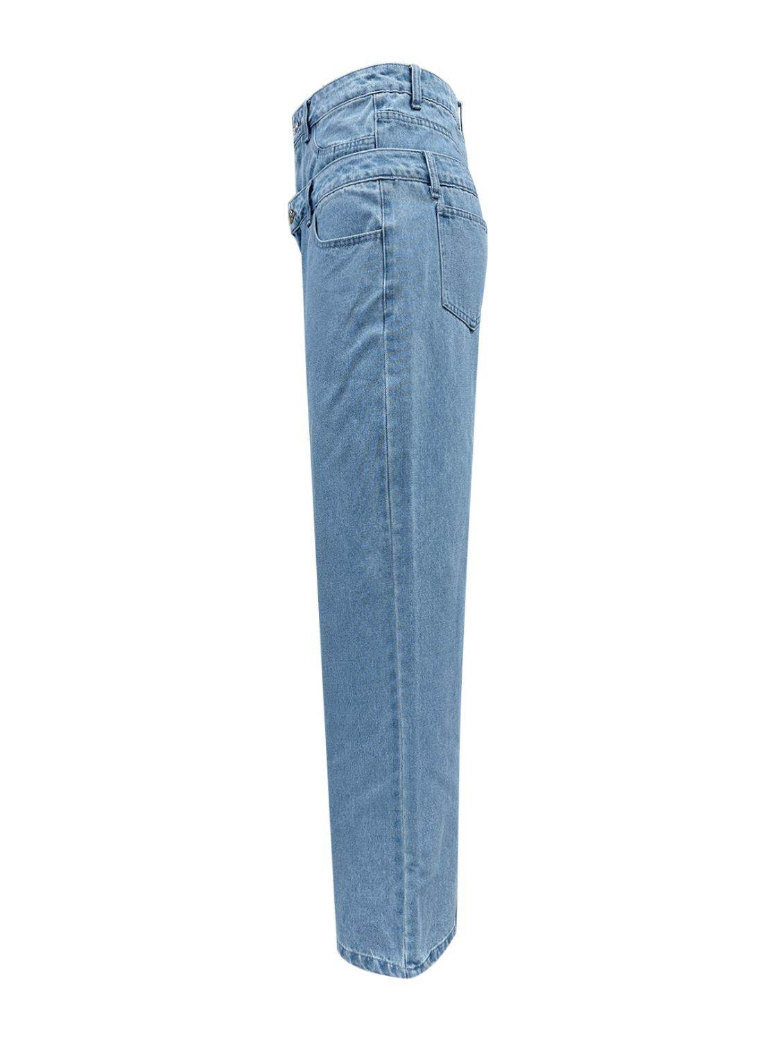Faux Layered High Waist Jeans - Delanoir