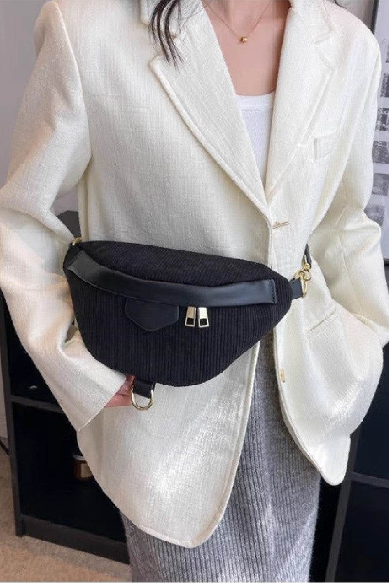 Zenana Corduroy Crossbody Bag with Removable Strap - Delanoir