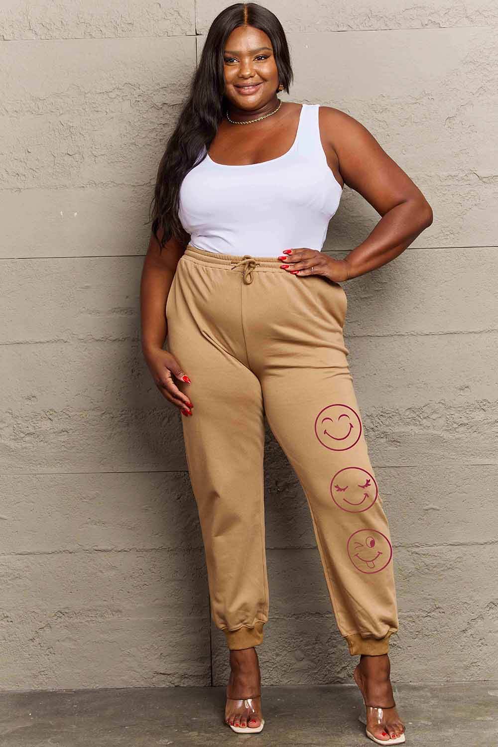 Simply Love Full Size Emoji Graphic Sweatpants - Delanoir