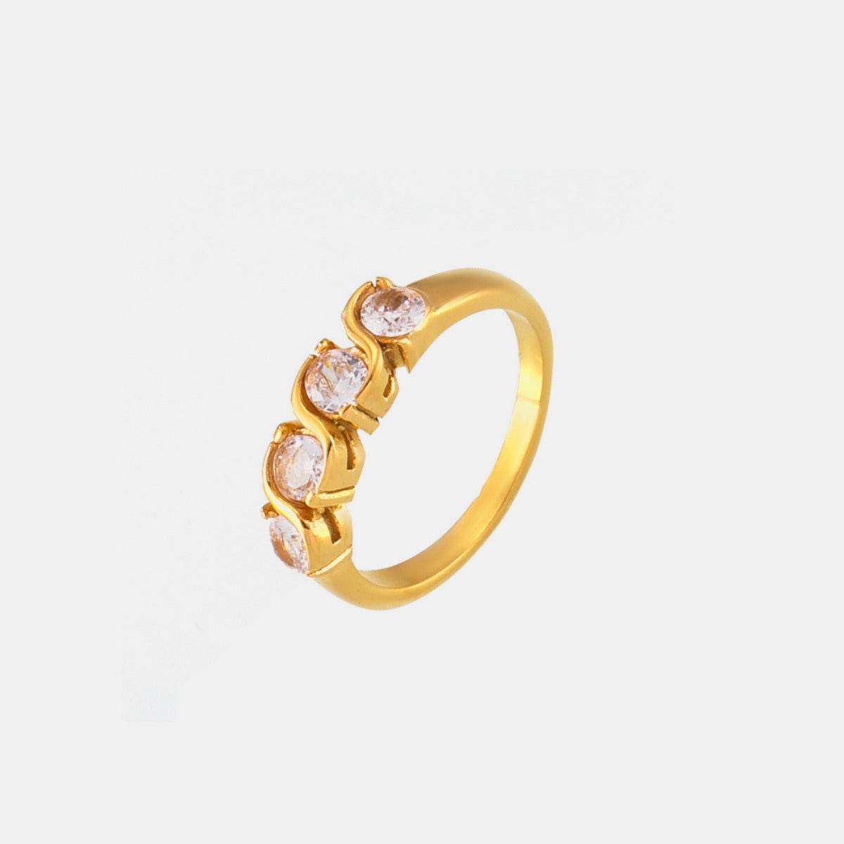 Stainless Steel Inlaid Zircon Ring - Delanoir