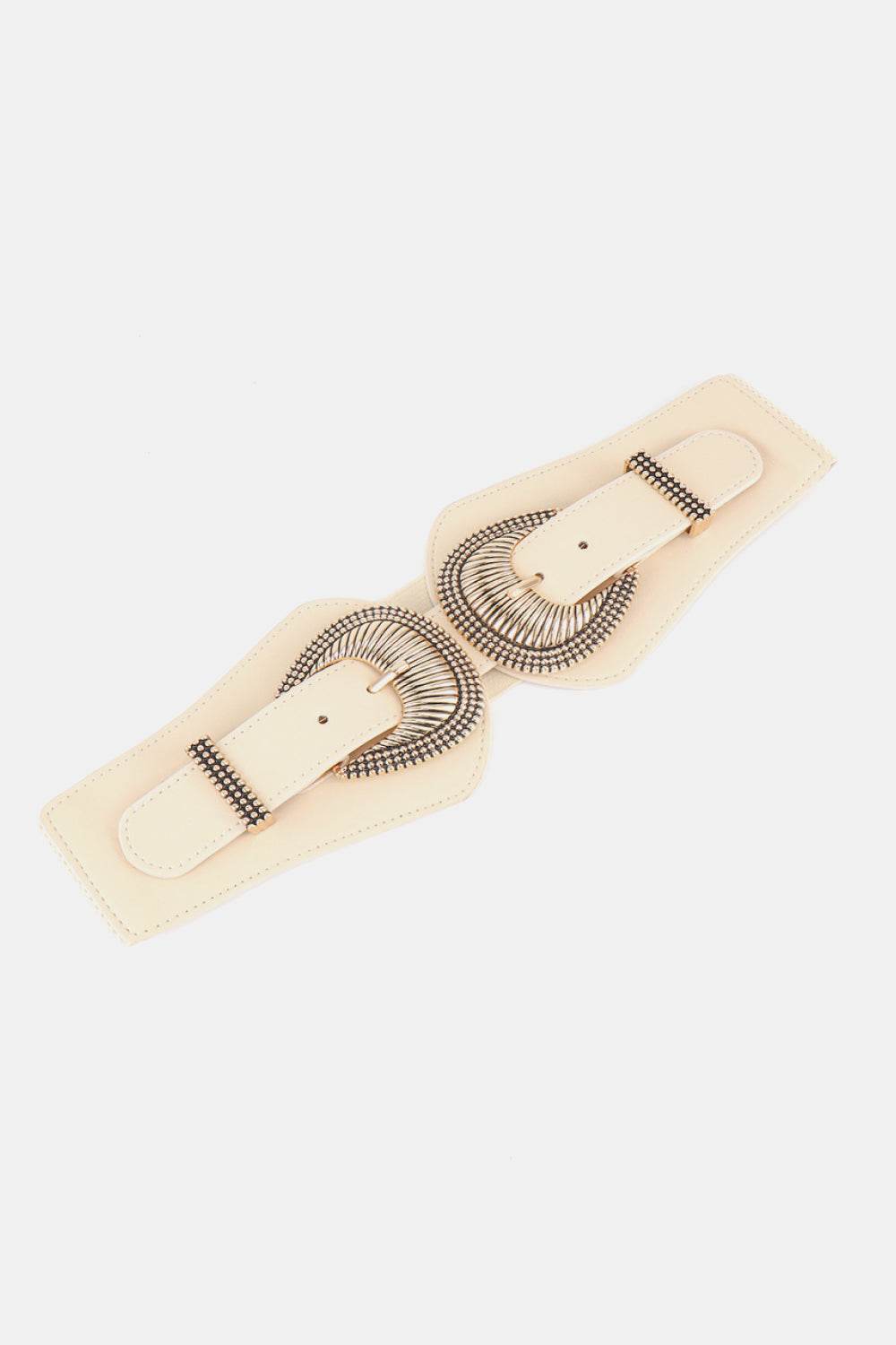 Shell Double Buckle Elastic Wide Belt - Delanoir